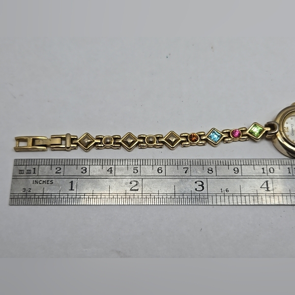 Gramercy Womens Gold Tone Multicolor Gemstone Bracelet Quartz Watch New Battery - Picture 8 of 9